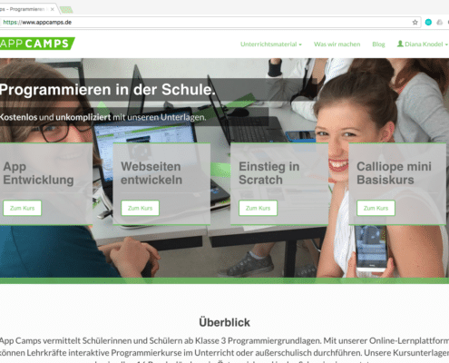 App Camps alte Home Seite