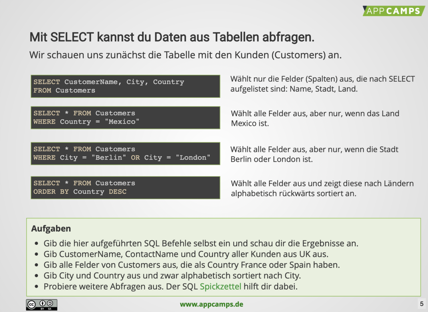 Datenbanken & SQL im Unterricht spannend gestalten - appcamps.de