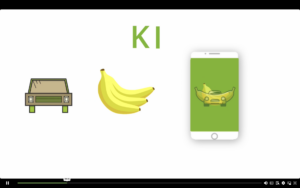 Startvideo KI und Bilder, ein Auto, eine Banane, ein Smartphone