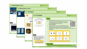 Mehrere Lernkarten von App Camps hintereinander aufgefächert
