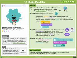 Lernkarte Blocks Editor MusicBox